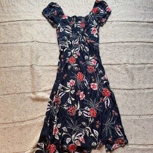 Roxy navy blue short sleeve floral dress
